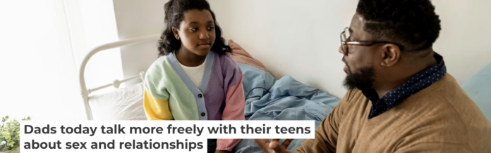Compared to the previous generation, fathers now are more likely to be involved in their teens’ lives. The Good Brigade/DigitalVision via Getty Images
